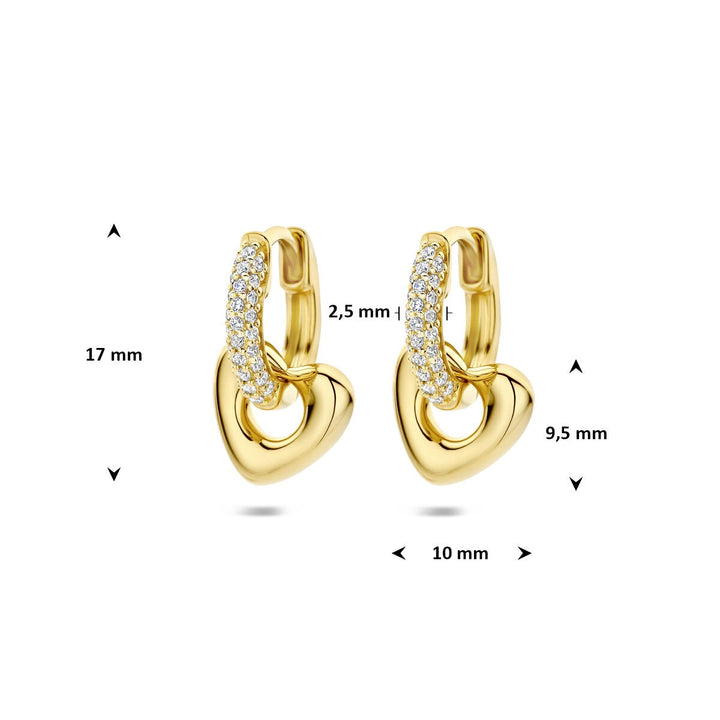 Verguld Zilveren Oorringen met Hartje en Zirkonia