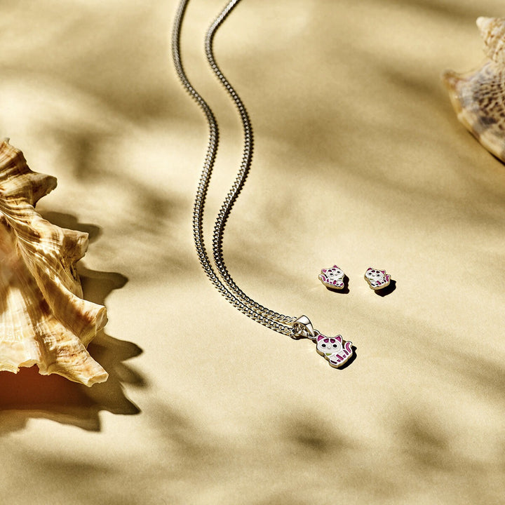 Katzen-Ohrstecker, Silber rhodiniert