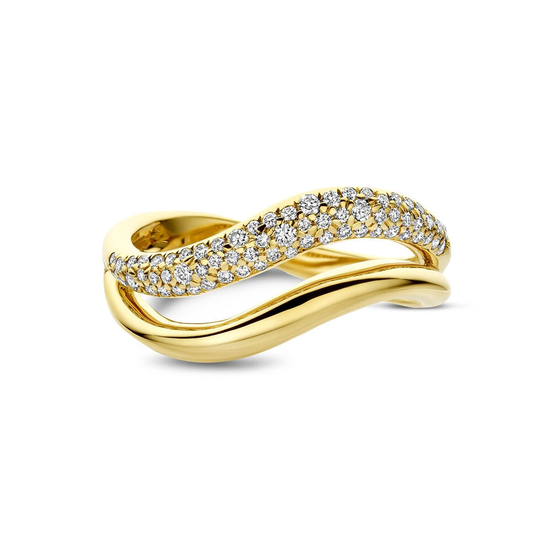 14k Geelgouden ring met diamant 0.32ct