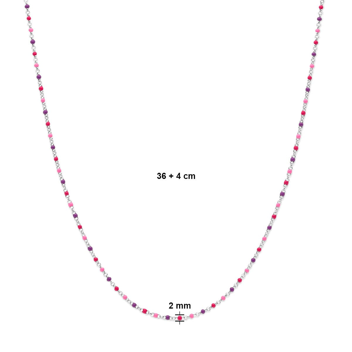 Gerhodineerd Zilveren Kindercollier met Emaille Bolletjes – 36-40cm