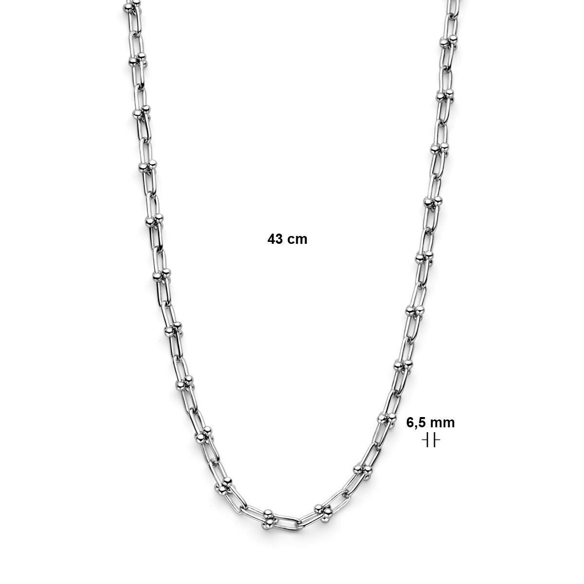 necklace 6.5 mm 43 cm silver rhodium plated