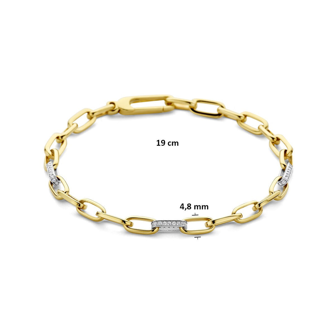 Bicolor armband met diamant – 14k geel- en witgoud