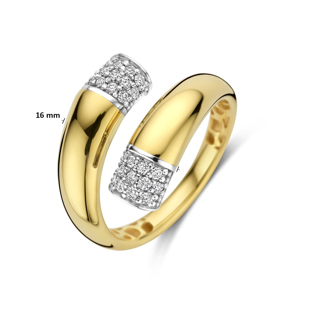 14k Bicolor dames ring met diamant – 16 mm breed