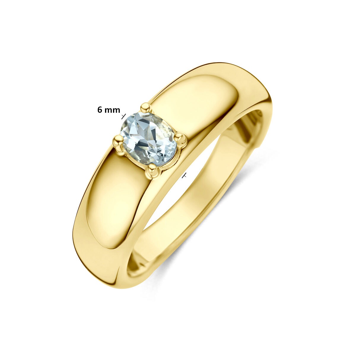14k geelgouden ring met aquamarijn