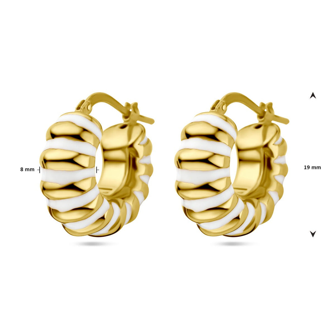 earrings white enamel 1 micron silver gold plated (yellow)