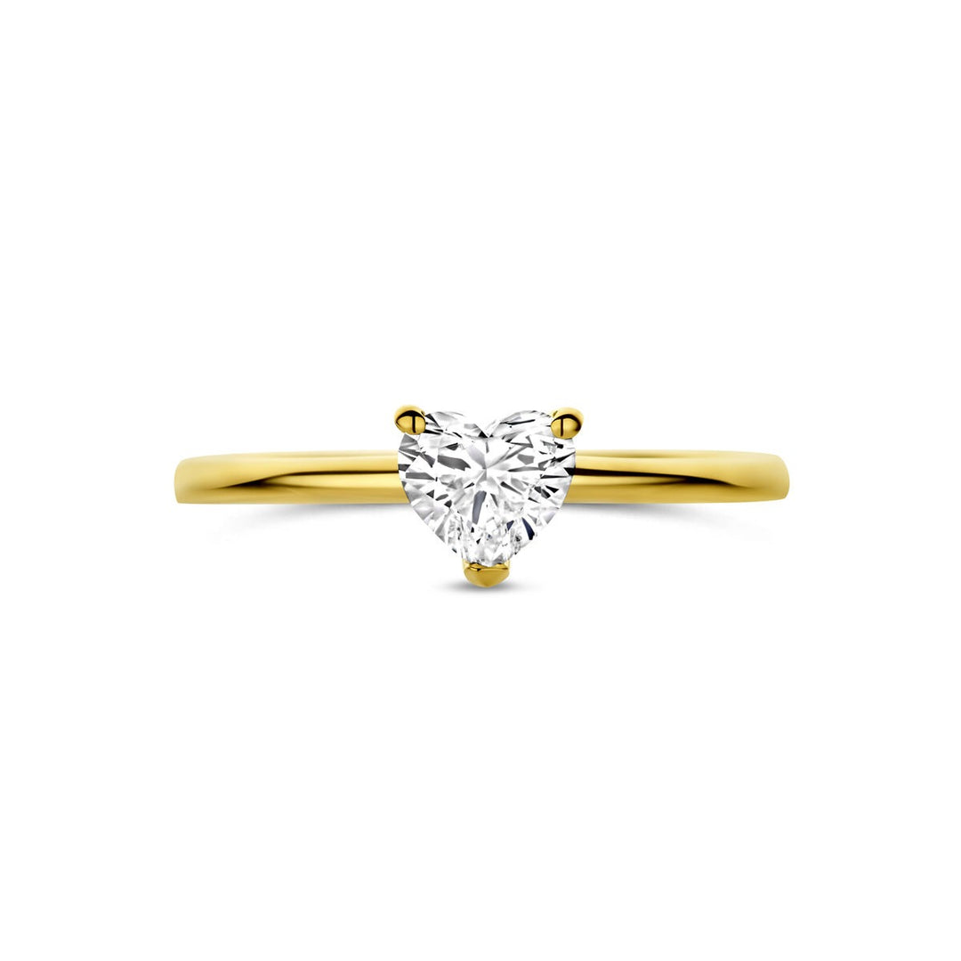 14k Geelgouden ring met hartvormige lab grown diamant 0.50ct