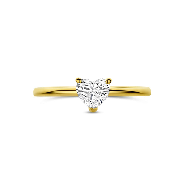 14k Geelgouden ring met hartvormige lab grown diamant 0.50ct