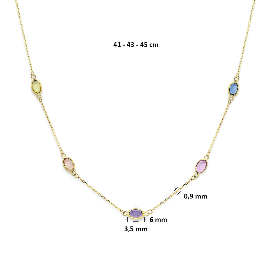 14k Geelgouden Collier met Synthetische Edelstenen