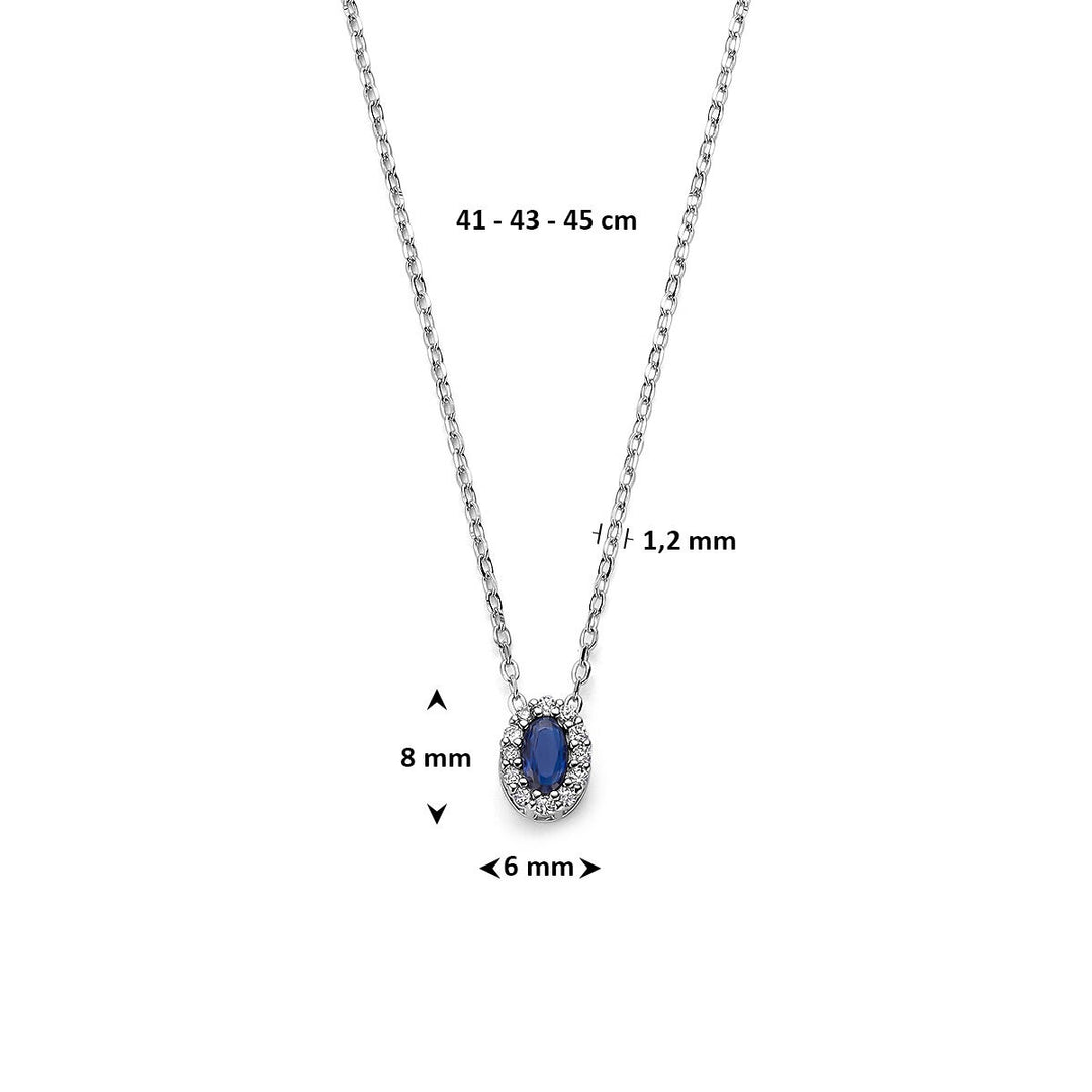 Zilveren ketting met saffier en zirkonia – gerhodineerd 925 zilver