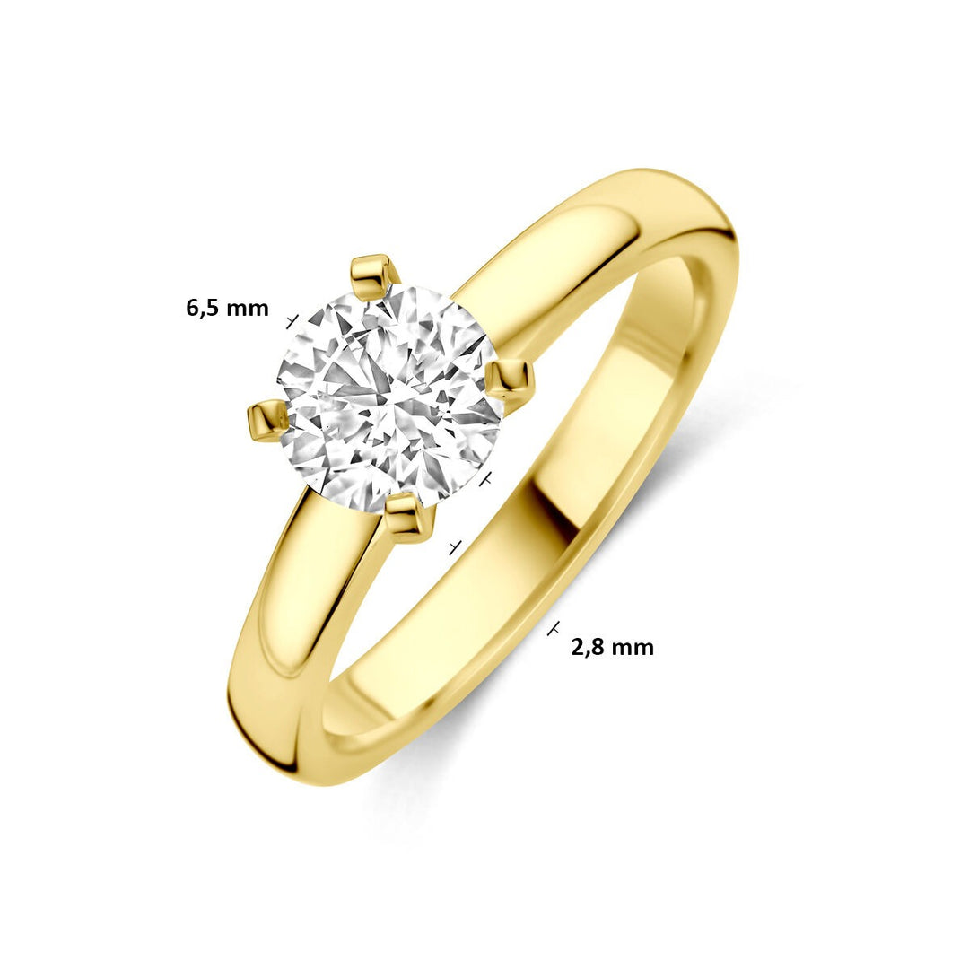 14k geelgouden ring met 1.00ct lab grown diamant
