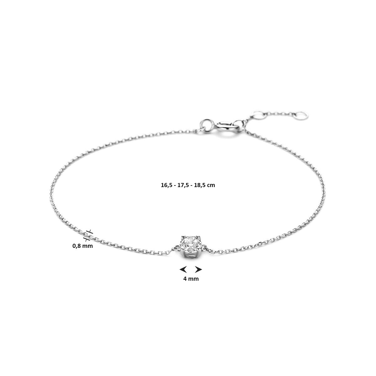 14k witgouden armband met zirkonia – anker schakel