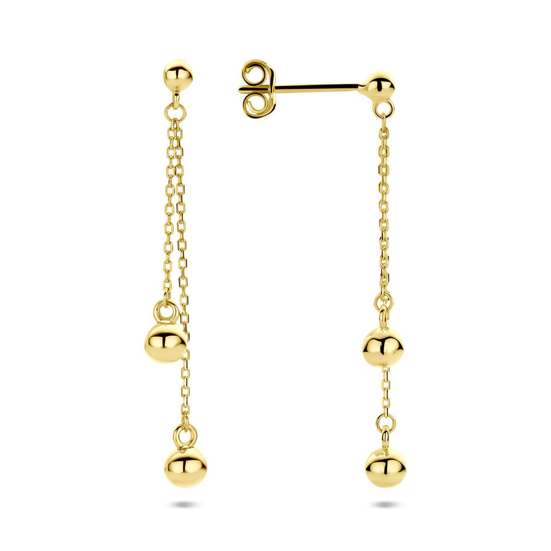 Gouden oorhangers met bolletjes – 14k