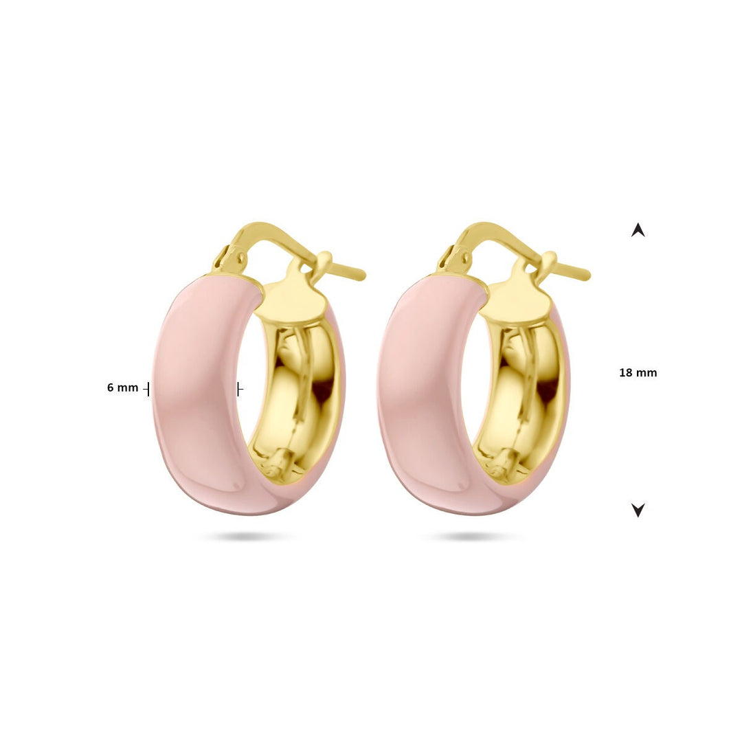 earrings pink enamel 1 micron silver gold plated (yellow)