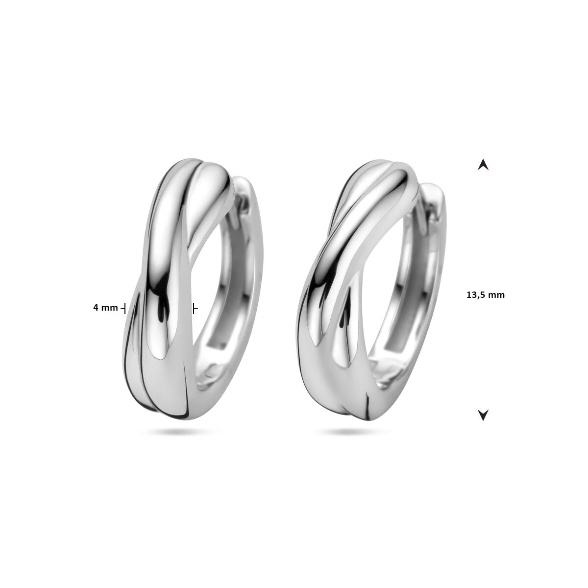 Gerhodineerd 925 zilveren klapoorringen – 13.5 mm