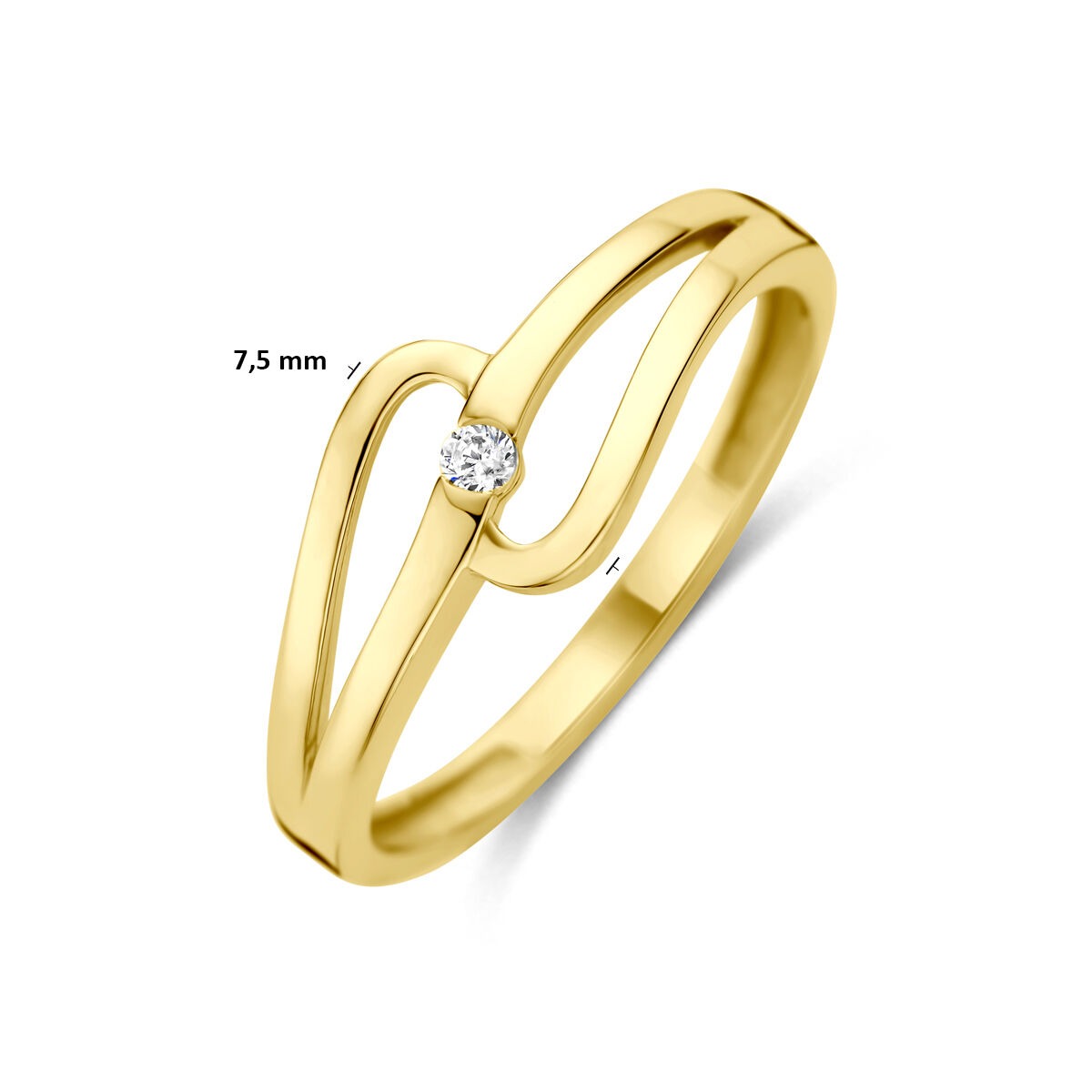 14k Geelgouden ring met zirkonia solitaire