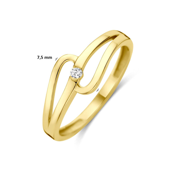 14k Geelgouden ring met zirkonia solitaire