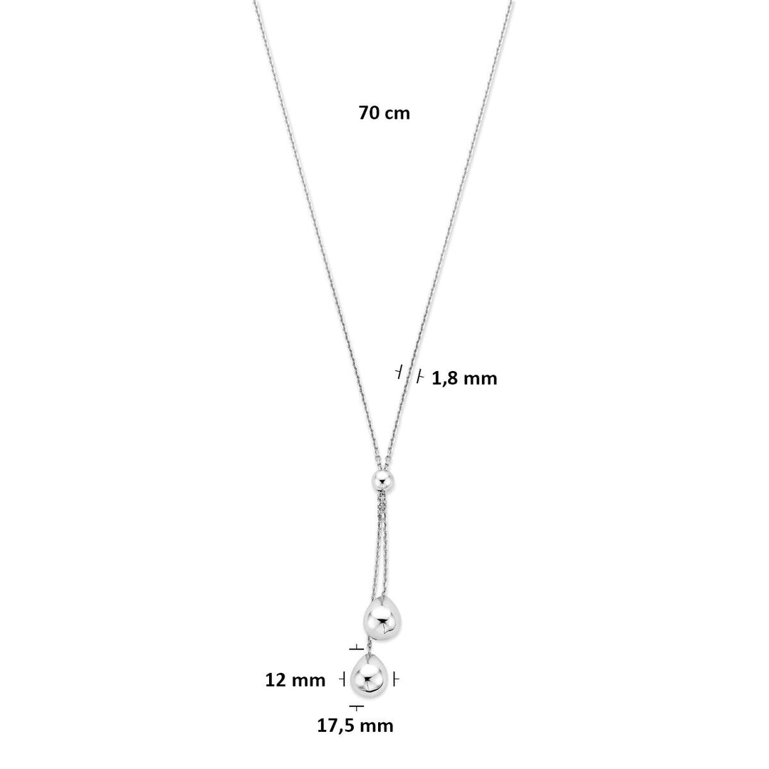 925 Zilveren y-ketting met bolletjes