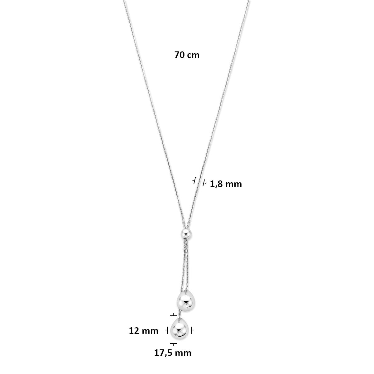 925 Zilveren y-ketting met bolletjes