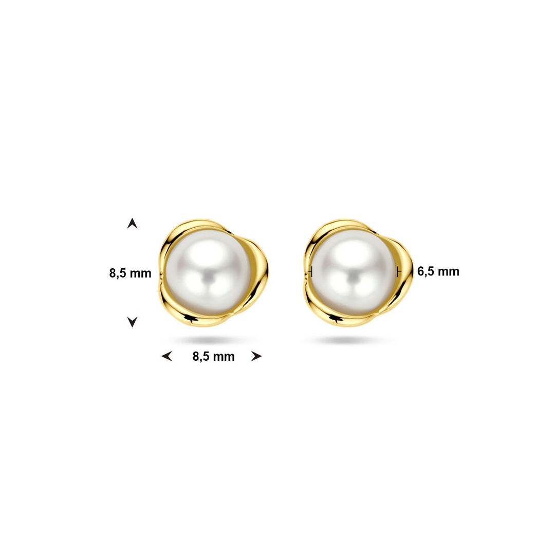 pearl ear studs 14K yellow gold