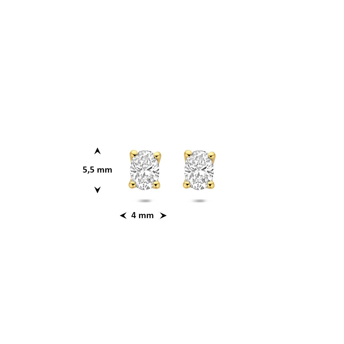 14k Geelgouden oorknoppen met lab grown diamant – ovaal 0.60ct