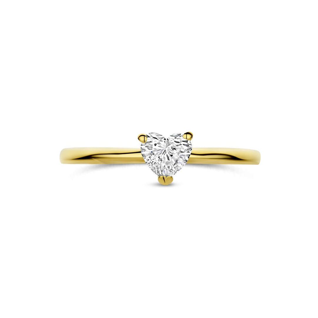 14k Geelgouden ring met hartvormige lab grown diamant 0.30ct
