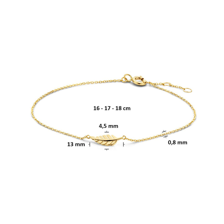 Geelgoudkleurige armband met veer – 9k