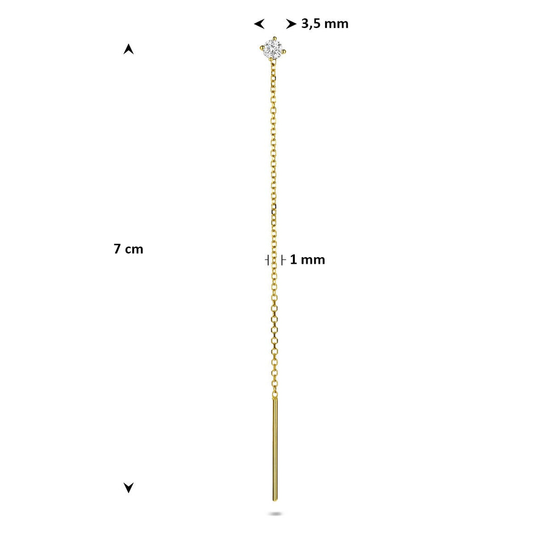 14k Geelgouden doortrekoorbel met lab grown diamant – per stuk verkocht
