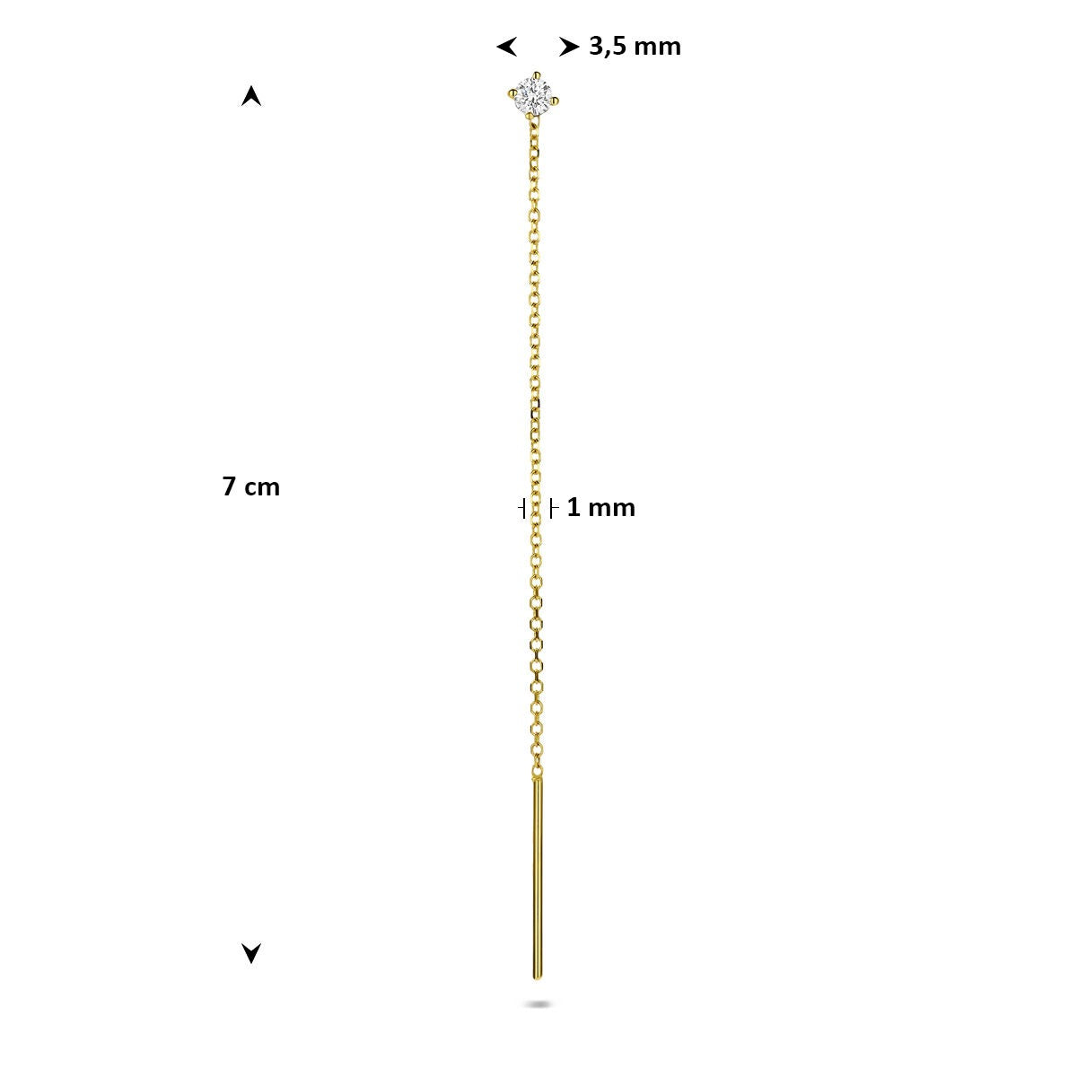 14k Geelgouden doortrekoorbel met lab grown diamant – per stuk verkocht