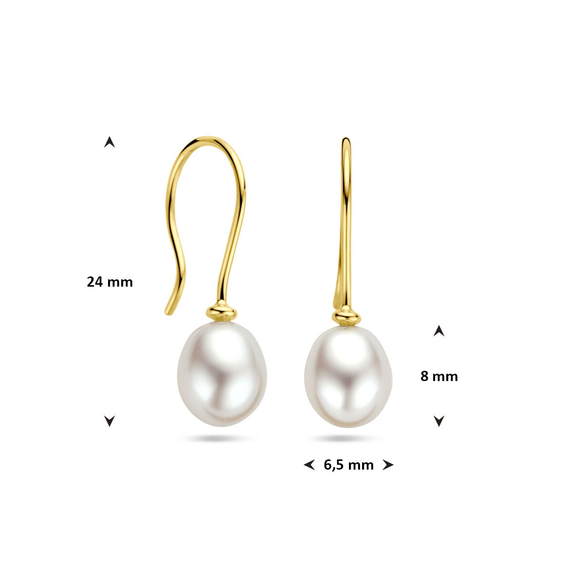 9k geelgouden oorhangers met zoetwaterparel
