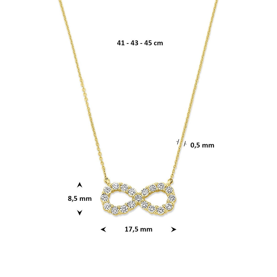 14k Gouden ketting met infinity hanger en lab grown diamant