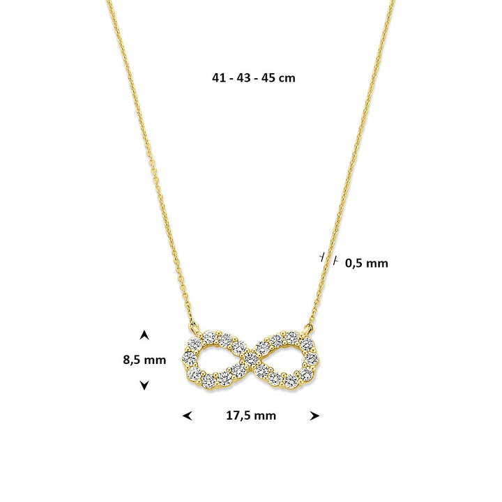 14k Gouden ketting met infinity hanger en lab grown diamant