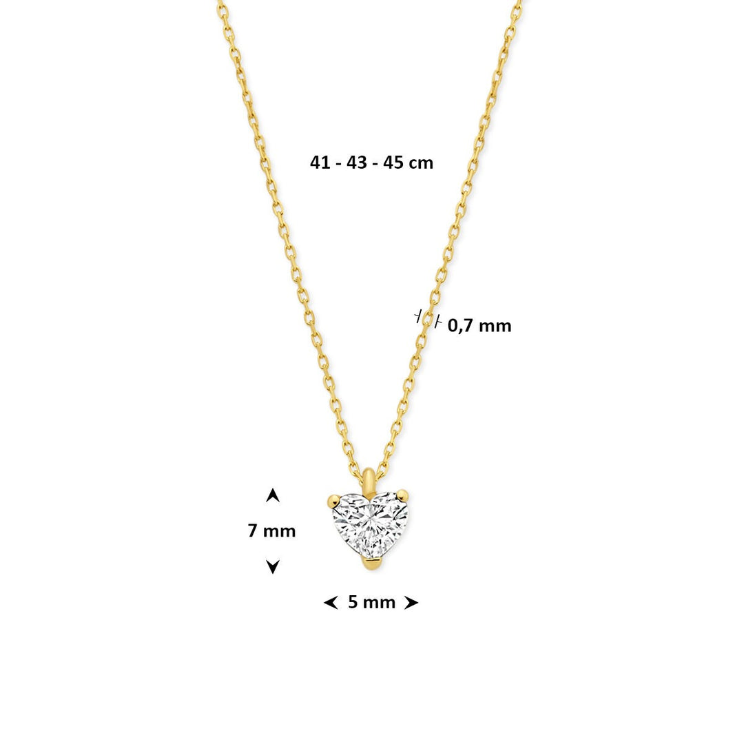 14k Geelgouden ketting met hartvormige lab grown diamant 0.30ct