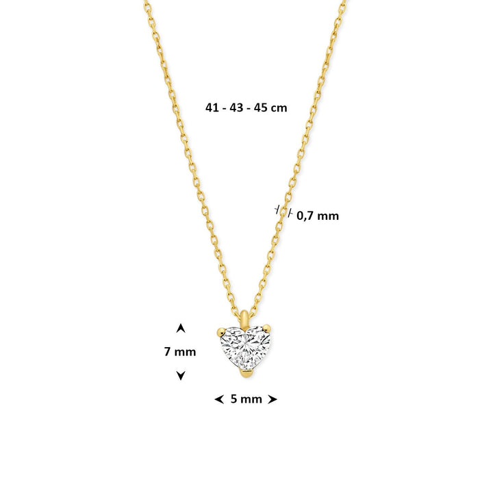 14k Geelgouden ketting met hartvormige lab grown diamant 0.30ct