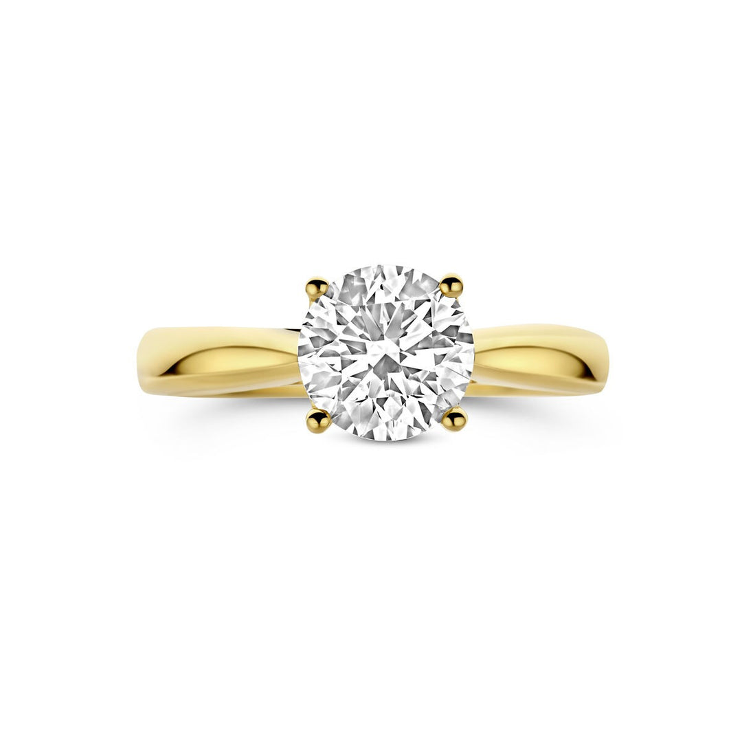 14k Geelgouden ring met lab grown diamant 1.50ct