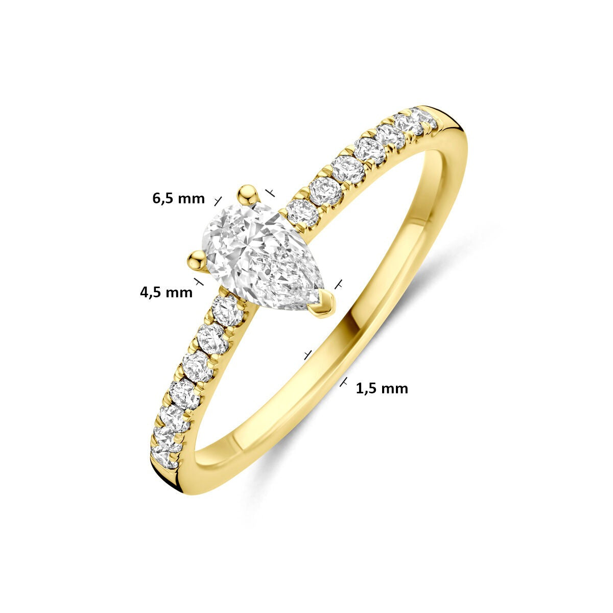 Gouden Ring 14k met Lab Grown Diamant – Peer Slijpvorm
