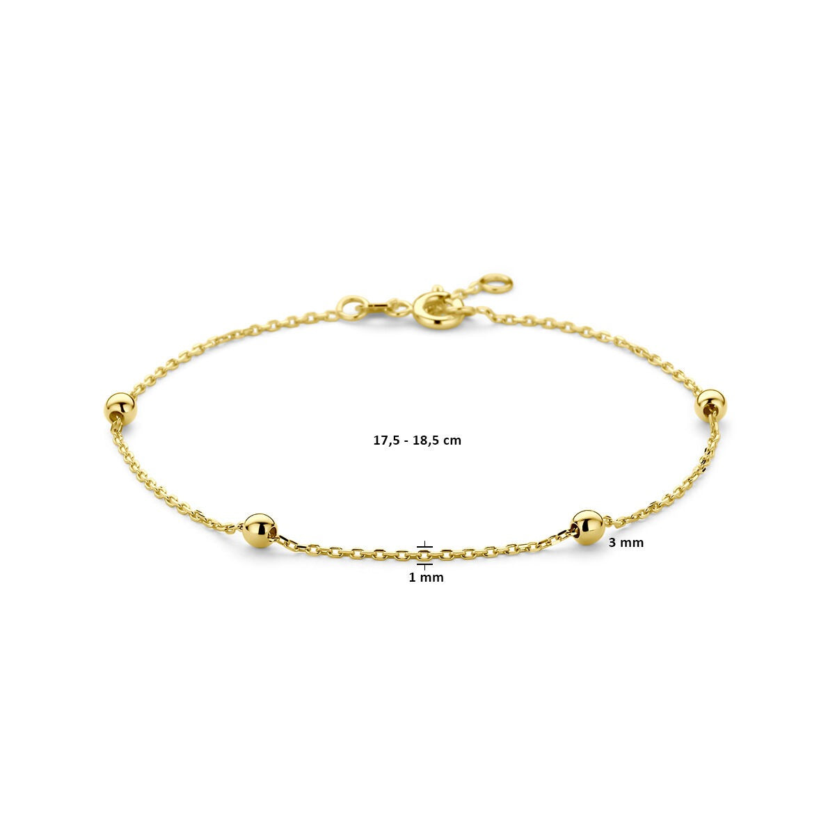Gouden armband met bolletjes – 9k geelgoudkleurig
