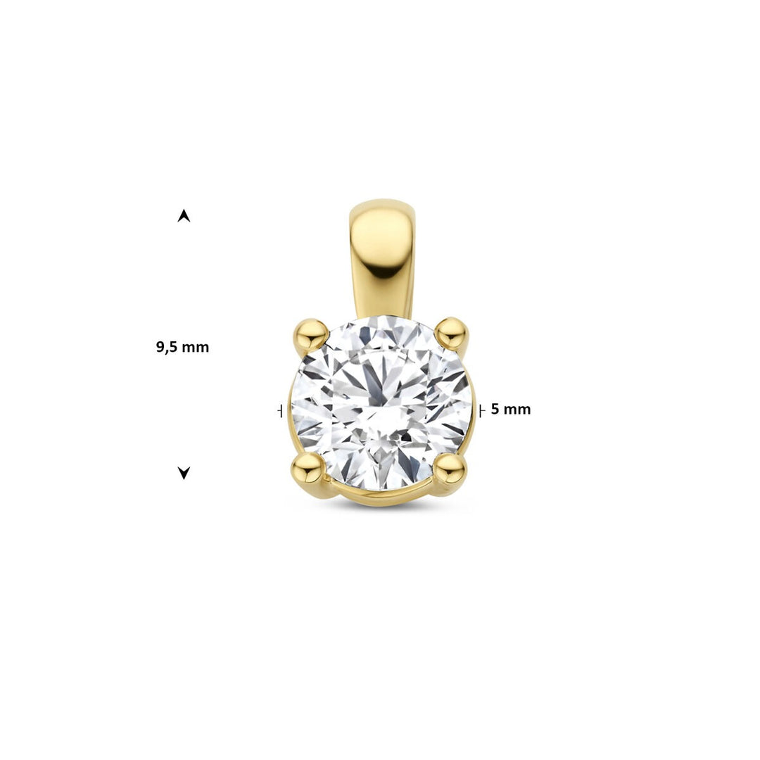 14k Geelgouden hanger met lab grown diamant – Briljant geslepen 0.50 ct