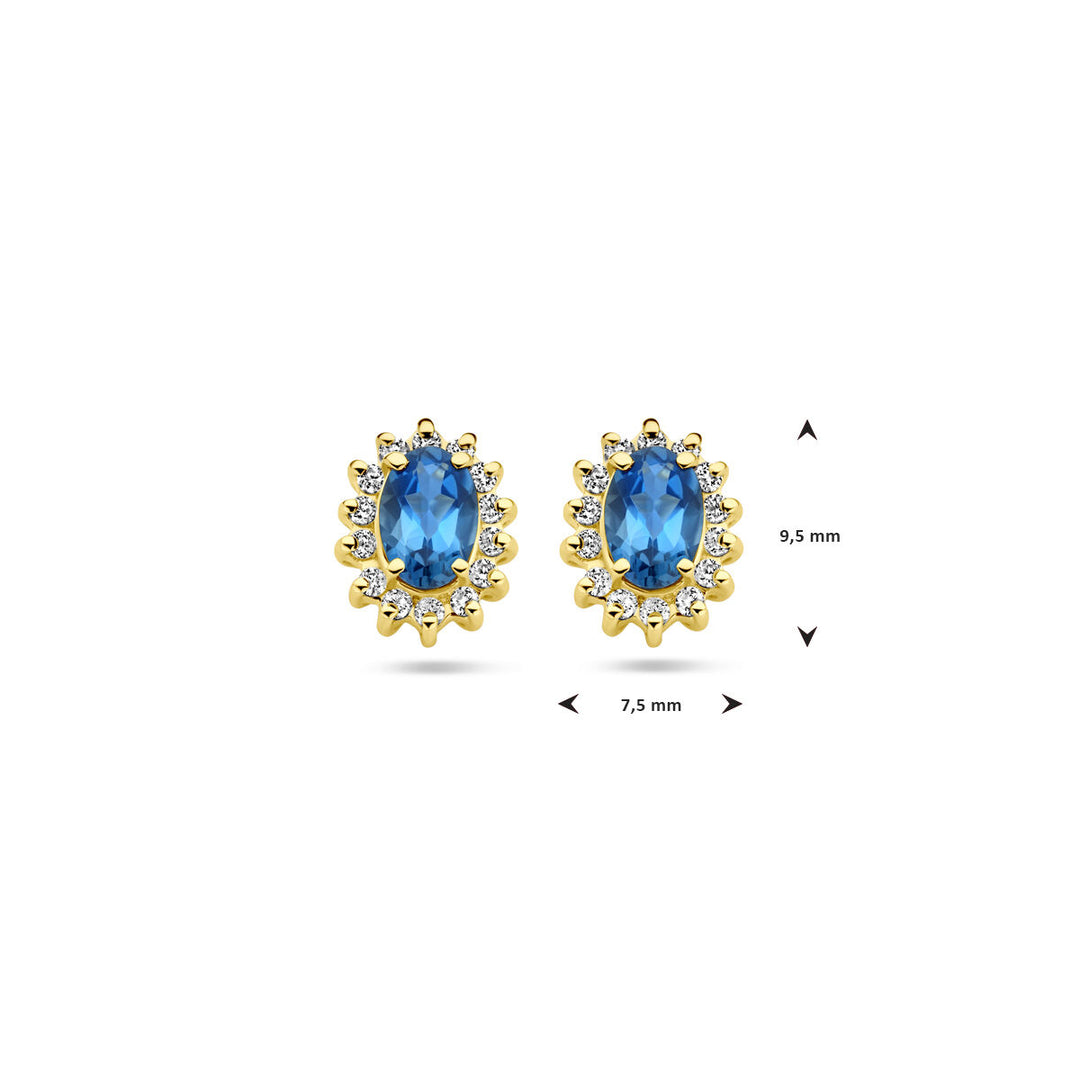 Ohrstecker London Blue Topas und Diamant 0,22 ct (2x 0,11 ct) H SI 14 K Gelbgold