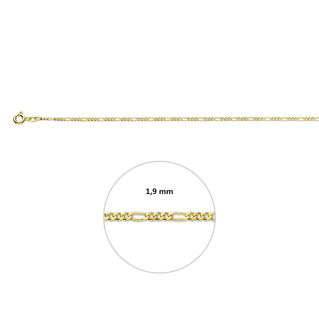Geelgoudkleurige figaro schakelketting – 9k