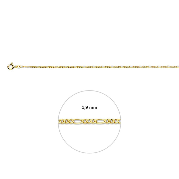 Geelgoudkleurige figaro schakelketting – 9k