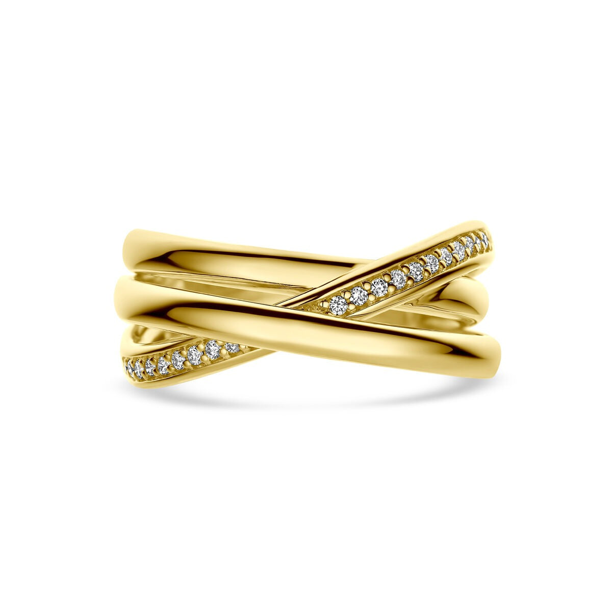 14k Geelgouden Alliance Ring met Diamant 0,15 ct