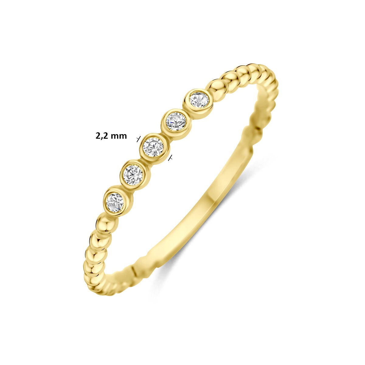 14k Geelgouden ring met zirkonia entourage