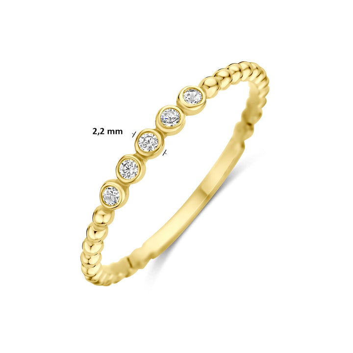 14k Geelgouden ring met zirkonia entourage