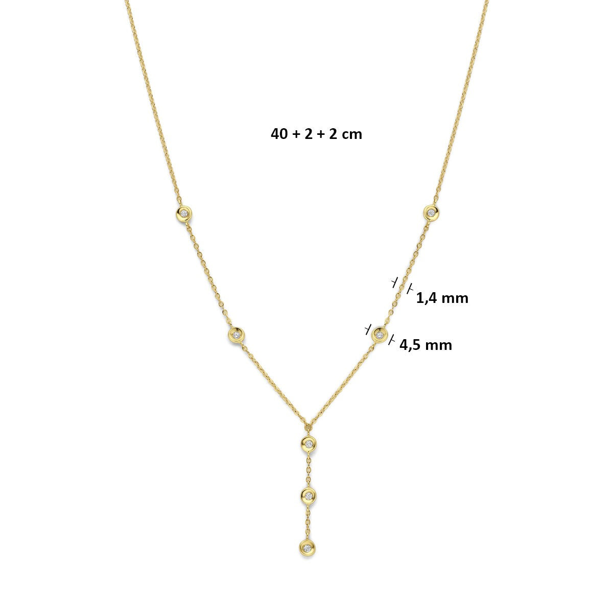 14k geelgouden collier met diamant 0,21 ct