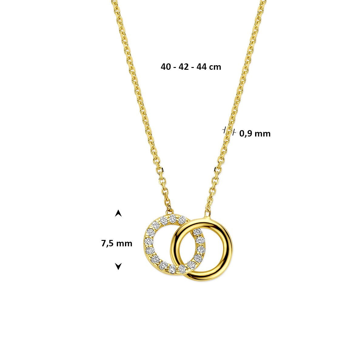 14k Geelgouden ketting met lab grown diamant 0.09ct