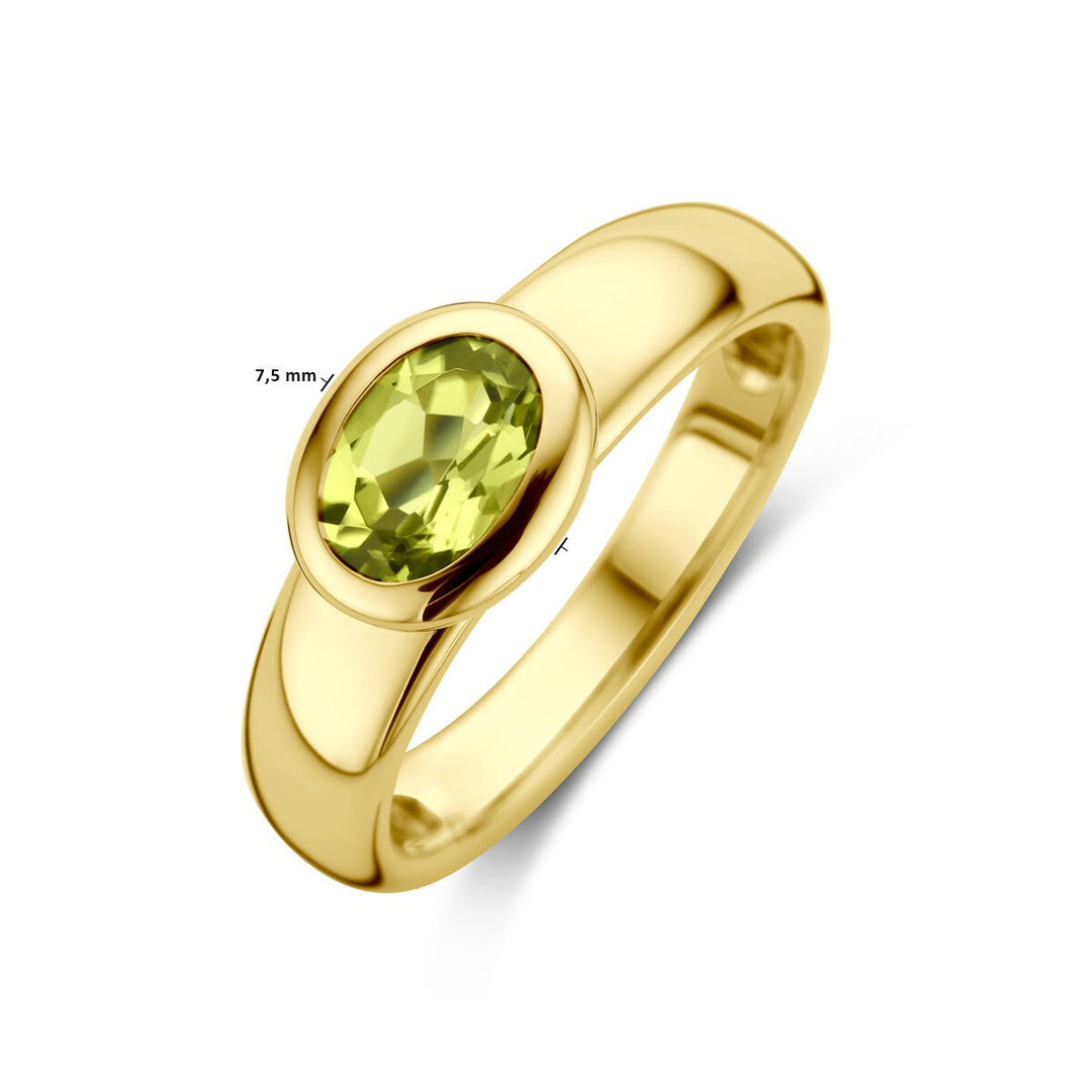 14k Geelgouden Ring met Peridot – Ovale Zetting 7.5x9mm