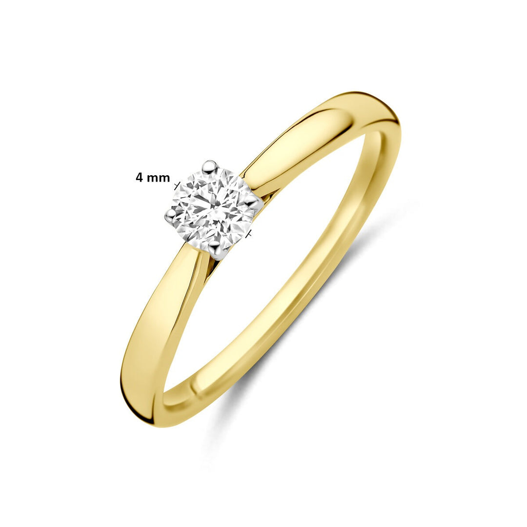 14k Bicolor geel- en witgouden ring met 0.25ct lab grown diamant