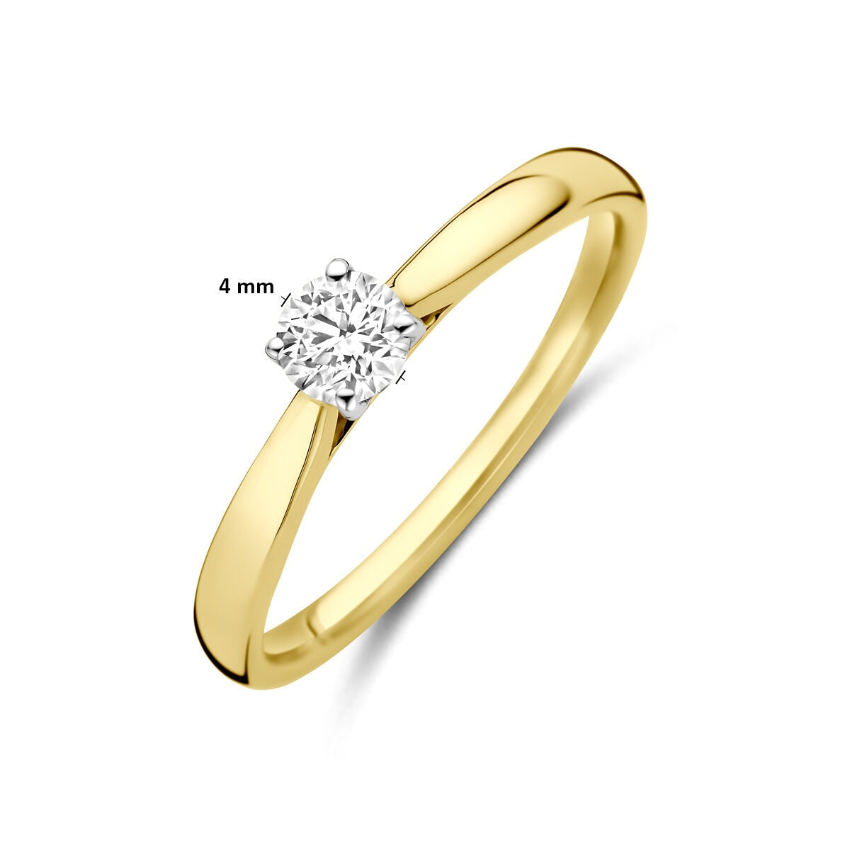 14k Bicolor geel- en witgouden ring met 0.25ct lab grown diamant