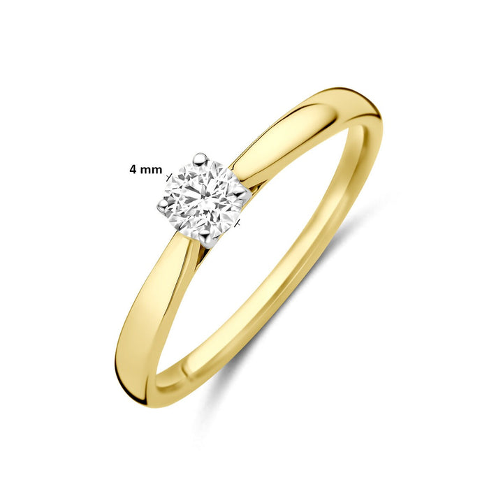 14k Bicolor geel- en witgouden ring met 0.25ct lab grown diamant