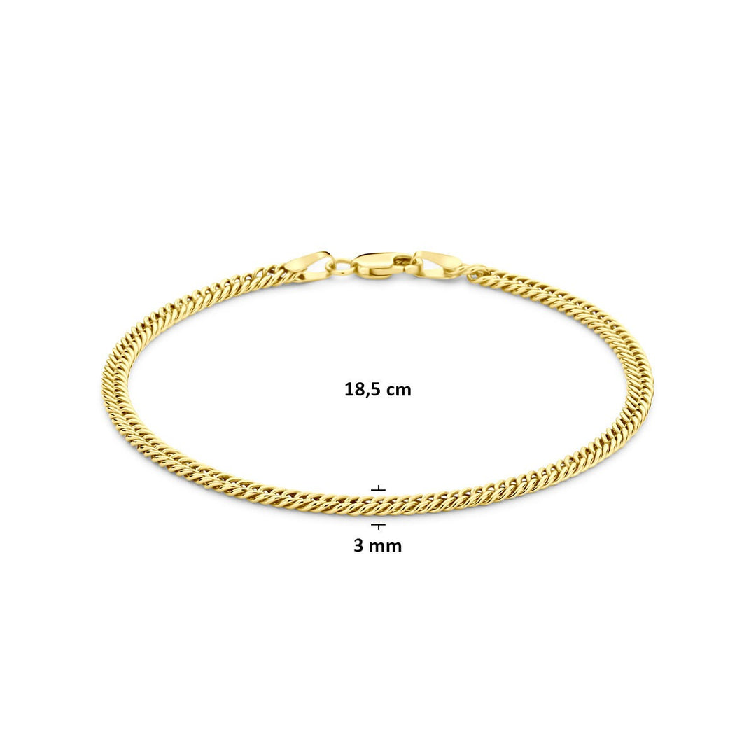 14k Geelgouden armband met zilverkern – gourmette schakel